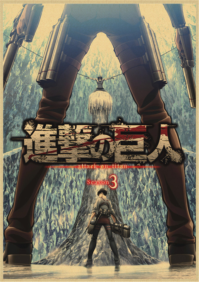Attack On Titan Kraft Poster Retro Vintage Wall Decor For Home Bar Cafe Sticker Decoration - 4