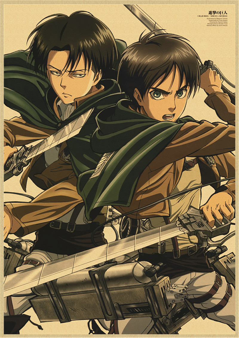 Attack On Titan Kraft Poster Retro Vintage Wall Decor For Home Bar Cafe Sticker Decoration - 5