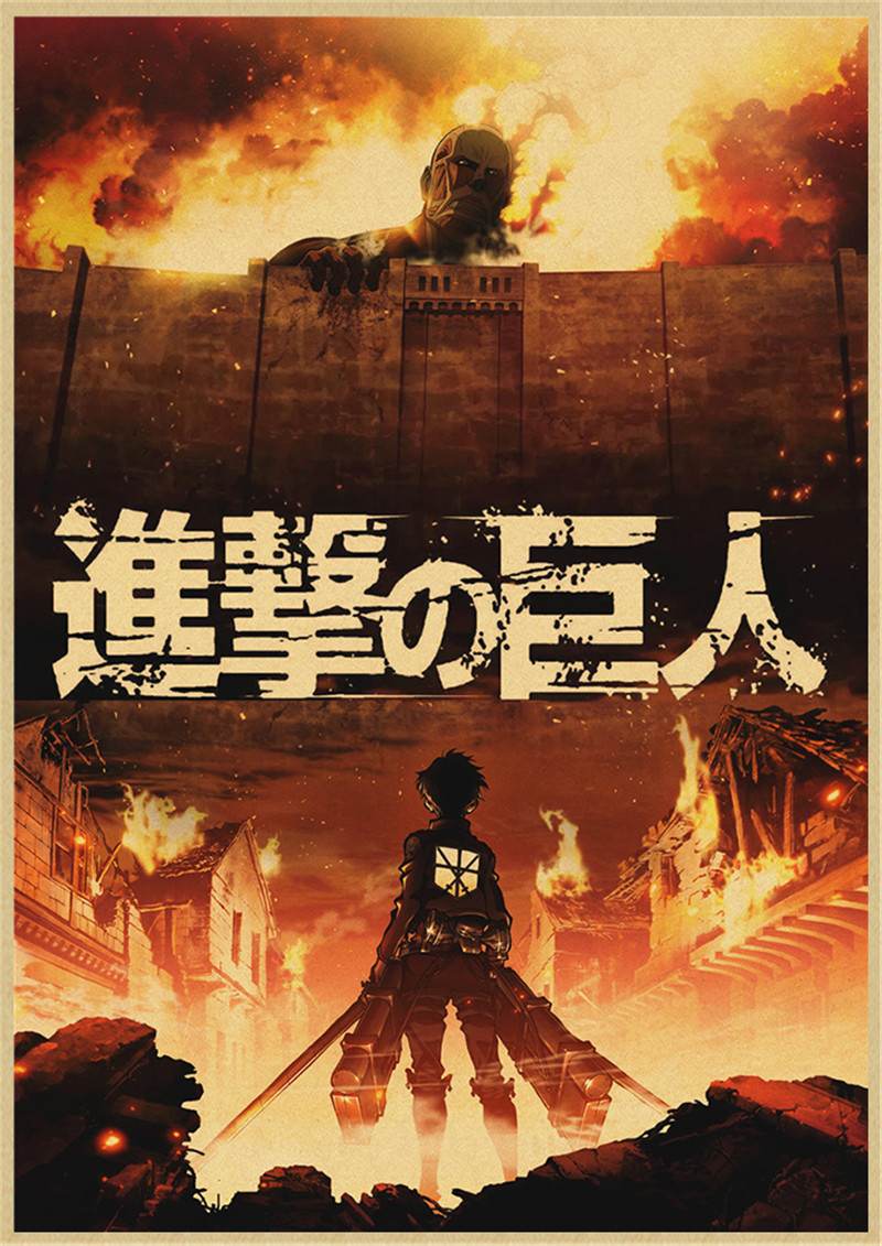 Attack On Titan Kraft Poster Retro Vintage Wall Decor For Home Bar Cafe Sticker Decoration - 6