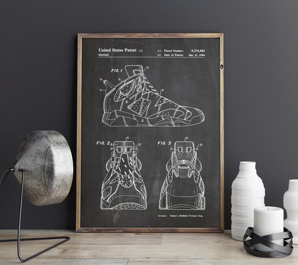 Poster Sneakers Patent Sports Shoes Wall Art Pictures For Boys Bedroom Dorm Room Decor Vintage Blueprint Home Decoration - 5