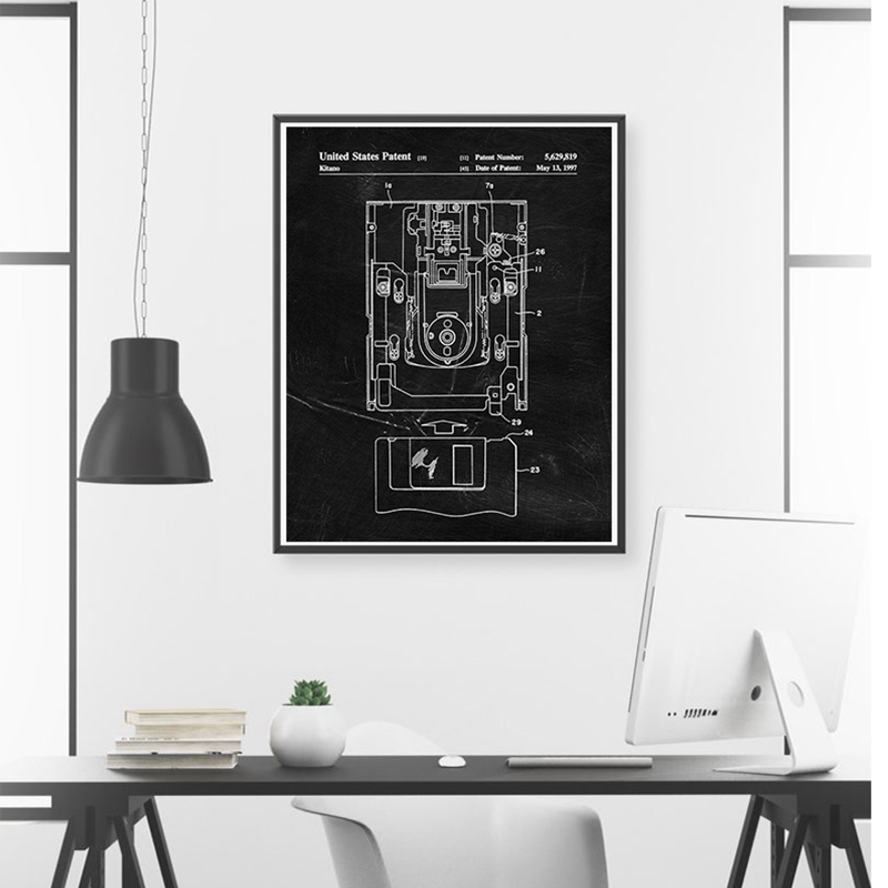 Computer Blueprint Print Patent Vintage Canvas Painting Office Wall Art Decor Poster Science Gift Steampunk Picture - 2