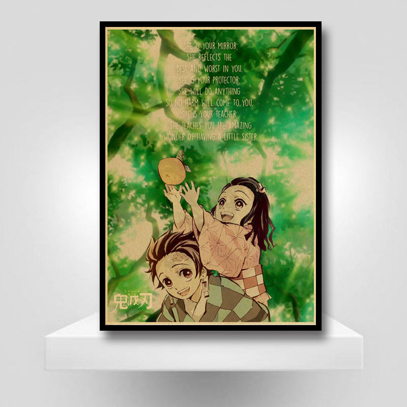 Demon Slayer Poster Retro Japanese Anime Posters Kraft Paper Vintage Home Decor Room Bar Art Painting Wall Stickers - 2