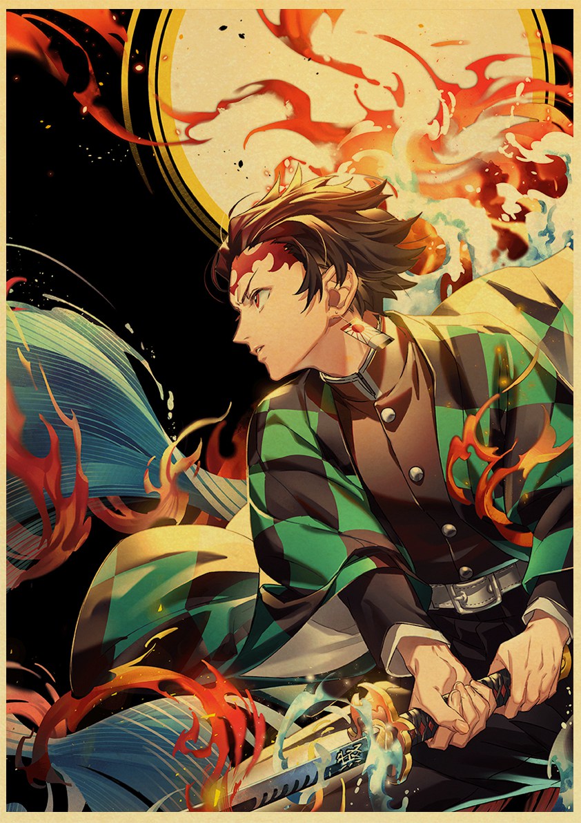 Vintage Posters Demon Slayer Kimetsu No Yaiba Anime Poster Wall Art Retro Decoration For Living Room Bar Home Decor - 6