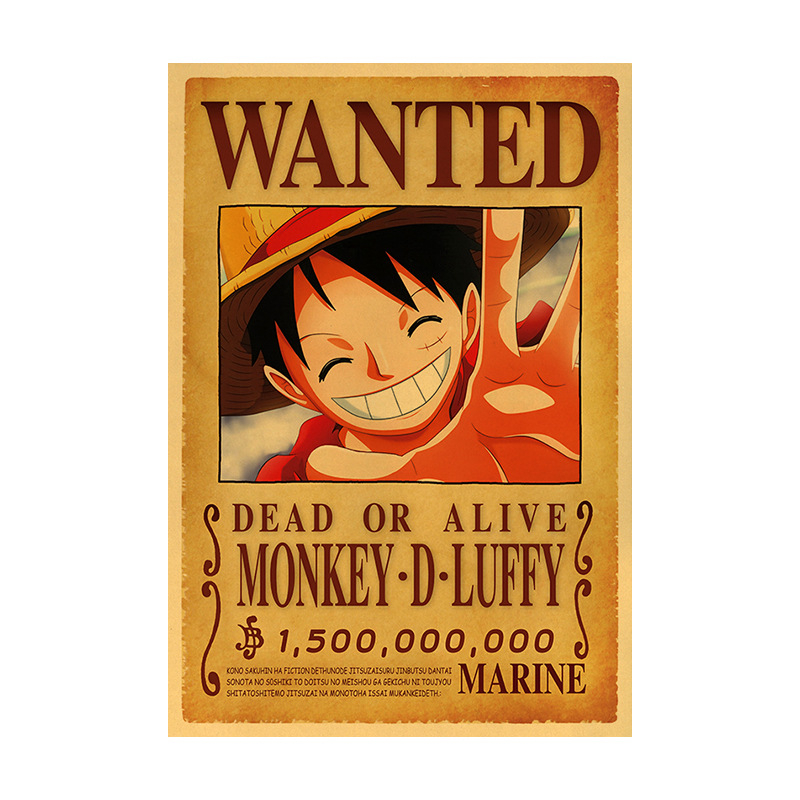 Classic Anime Vintage Poster Luffy Zoro Wanted Room Decor Stickers Wall Art Kraft Paper - 2