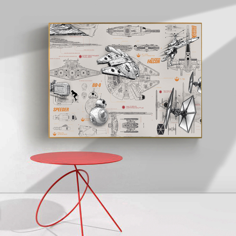 Star-wars Blueprint Canvas Painting Vintage Posters And Prints Home Decorations Wall Art Pictures For Bedroom Living Room Decor - 2