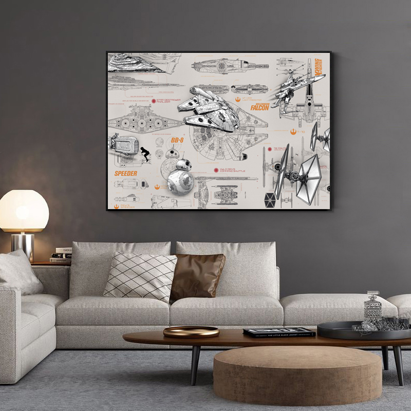 Star-wars Blueprint Canvas Painting Vintage Posters And Prints Home Decorations Wall Art Pictures For Bedroom Living Room Decor - 3