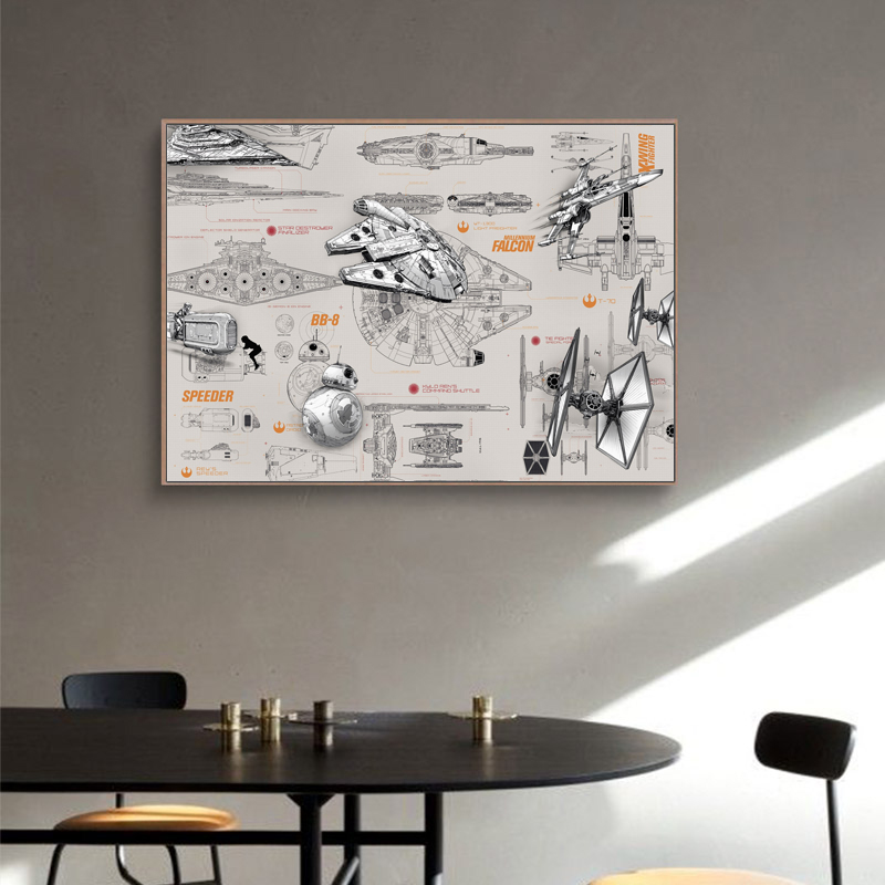 Star-wars Blueprint Canvas Painting Vintage Posters And Prints Home Decorations Wall Art Pictures For Bedroom Living Room Decor - 4