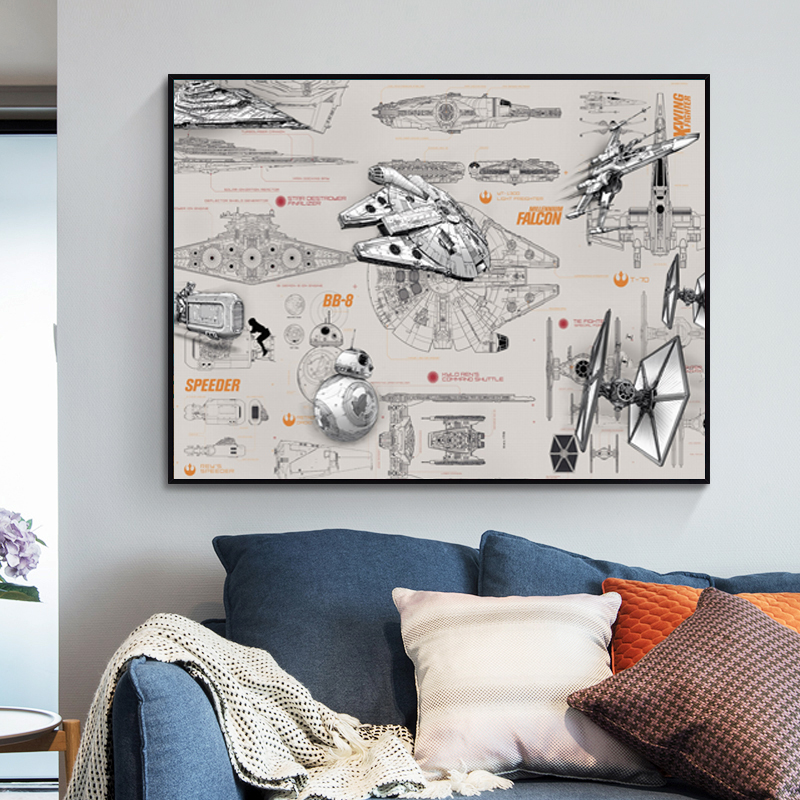 Star-wars Blueprint Canvas Painting Vintage Posters And Prints Home Decorations Wall Art Pictures For Bedroom Living Room Decor - 5