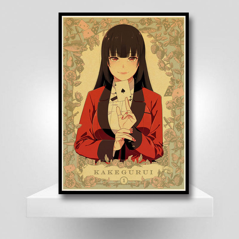 Vintage Anime Tv Poster Aesthetic Kakegurui Retro Wall Art Stickers Decor For Home Room Cafe Bar Painting Decals - 2
