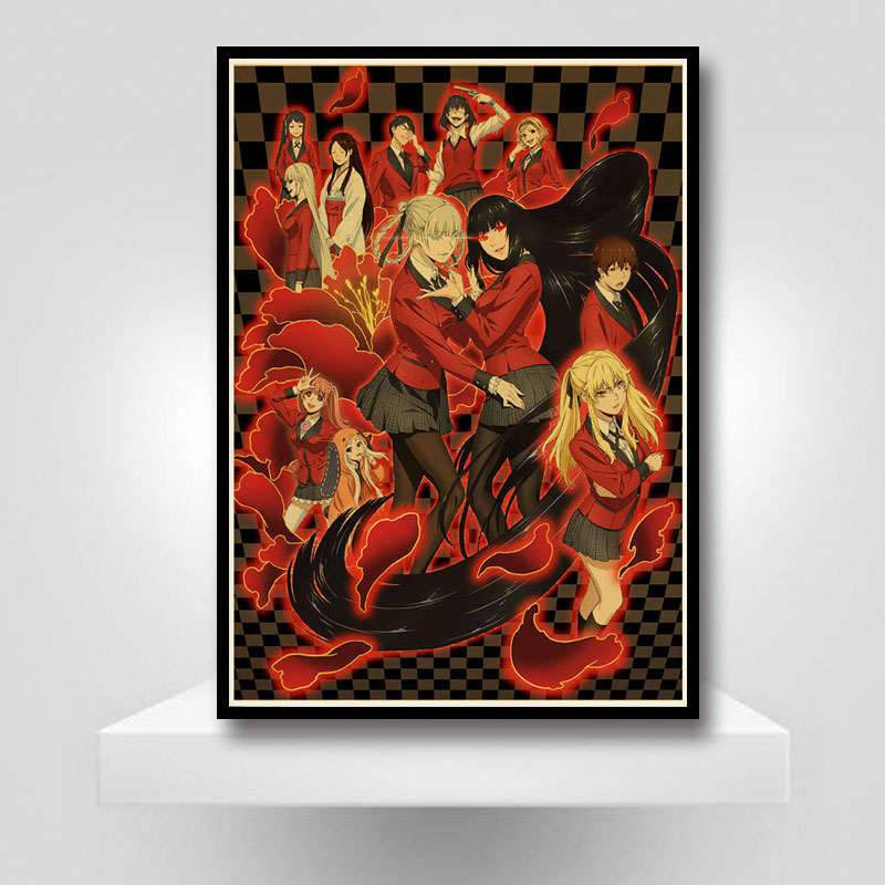 Vintage Anime Tv Poster Aesthetic Kakegurui Retro Wall Art Stickers Decor For Home Room Cafe Bar Painting Decals - 4
