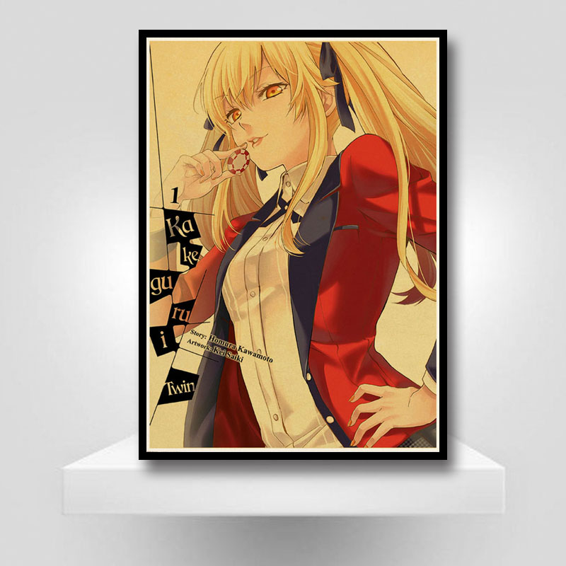 Vintage Anime Tv Poster Aesthetic Kakegurui Retro Wall Art Stickers Decor For Home Room Cafe Bar Painting Decals - 6