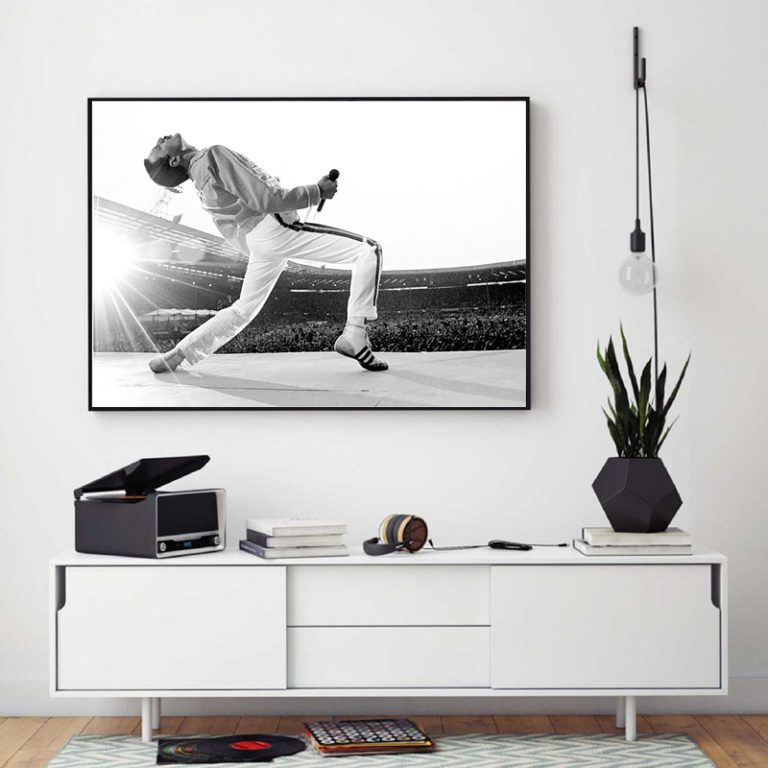 Freddie Mercury Minimalist Black White Canvas Wall Art For Queen Fans