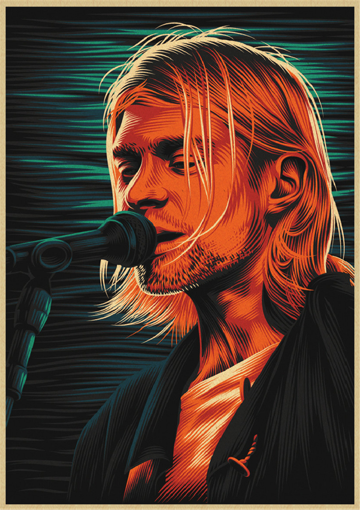 Vintage Band Poster Rock Singer Kurt Cobain Kraft Paper Posters Room Bar Cafe Decoration Painting Home Wall Art Picture - 6