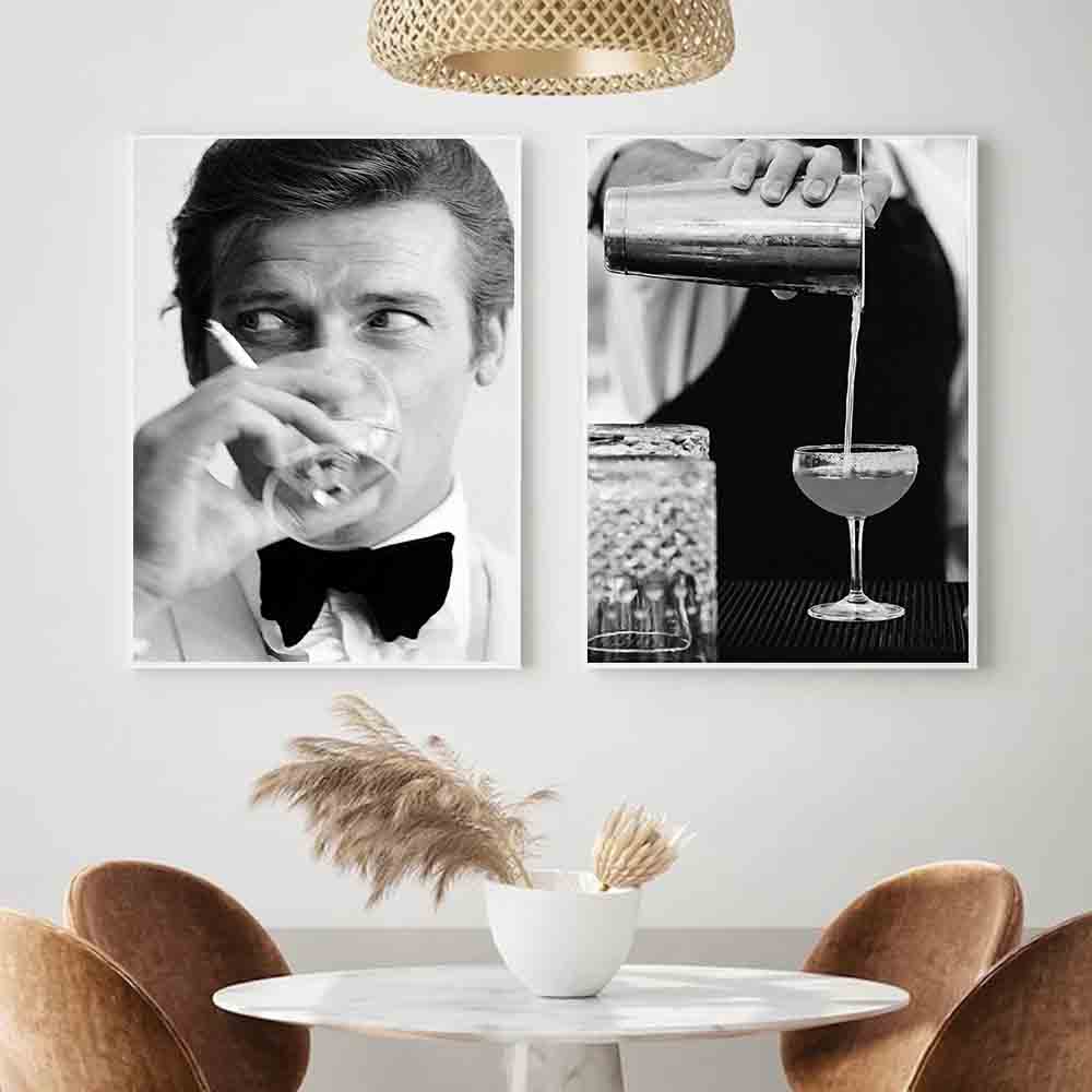 Black And White Famous Actor Roger Moore Poster Print Figure Painting Vintage Modern Wall Pictures For Living Rome Home Decor - 2