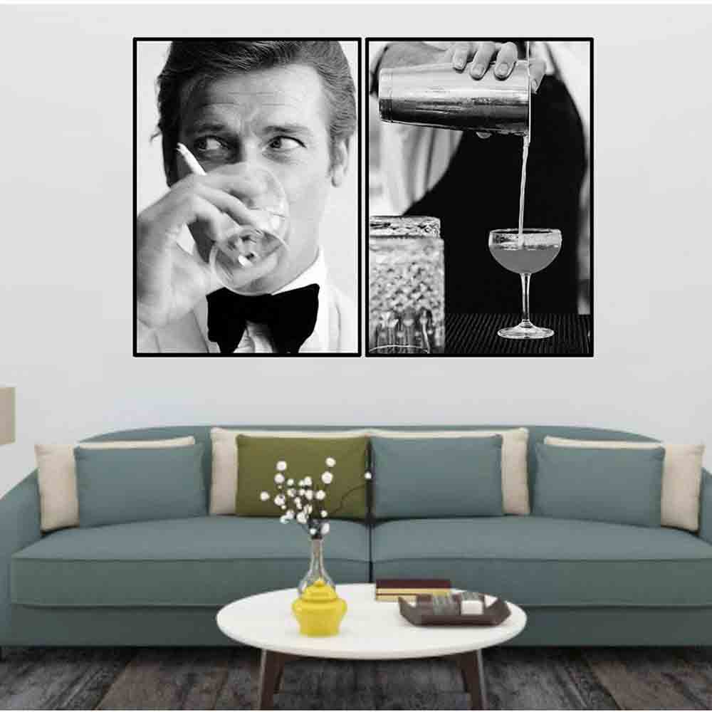 Black And White Famous Actor Roger Moore Poster Print Figure Painting Vintage Modern Wall Pictures For Living Rome Home Decor - 3