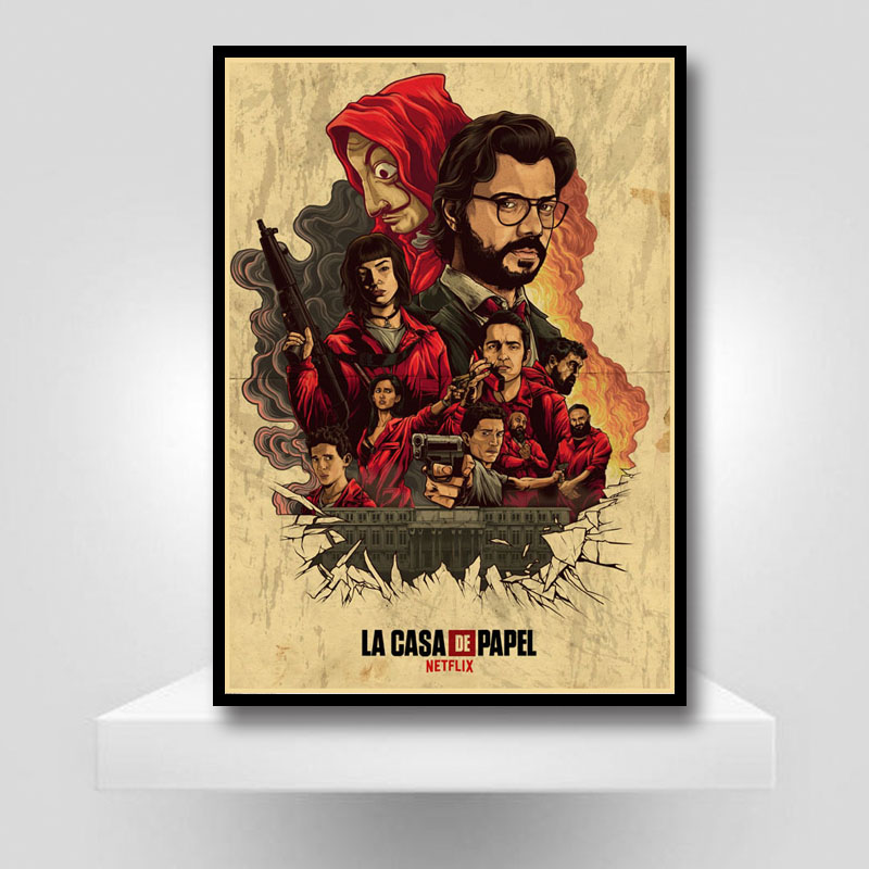Retro La Casa De Papel Money Heist Posters Kraft Paper Tv Play Vintage Poster Home Decor Room Art Painting Bar Cafe Wall Sticker - 3
