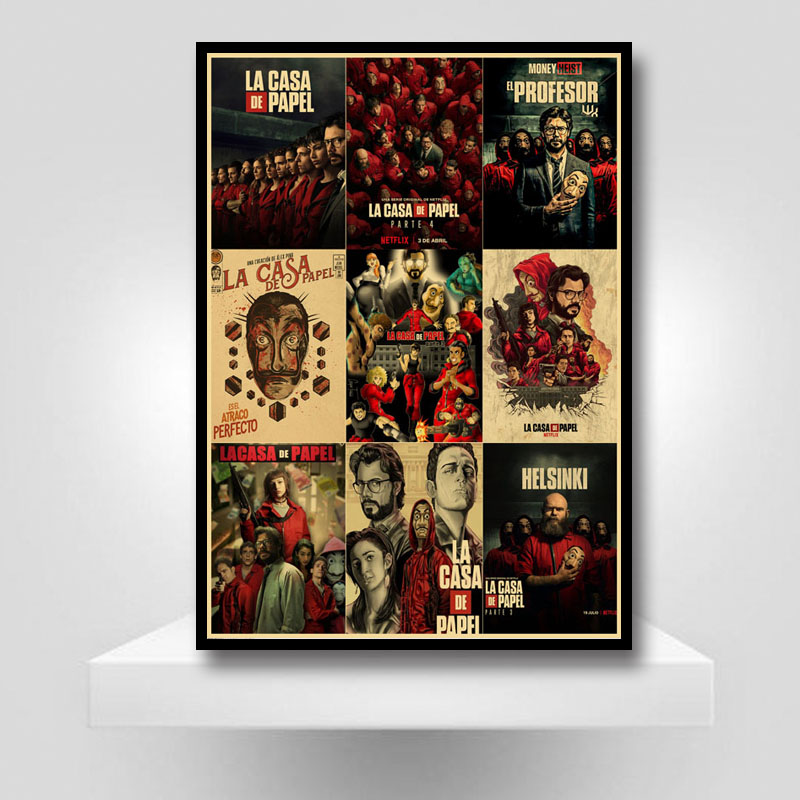 Retro La Casa De Papel Money Heist Posters Kraft Paper Tv Play Vintage Poster Home Decor Room Art Painting Bar Cafe Wall Sticker - 4