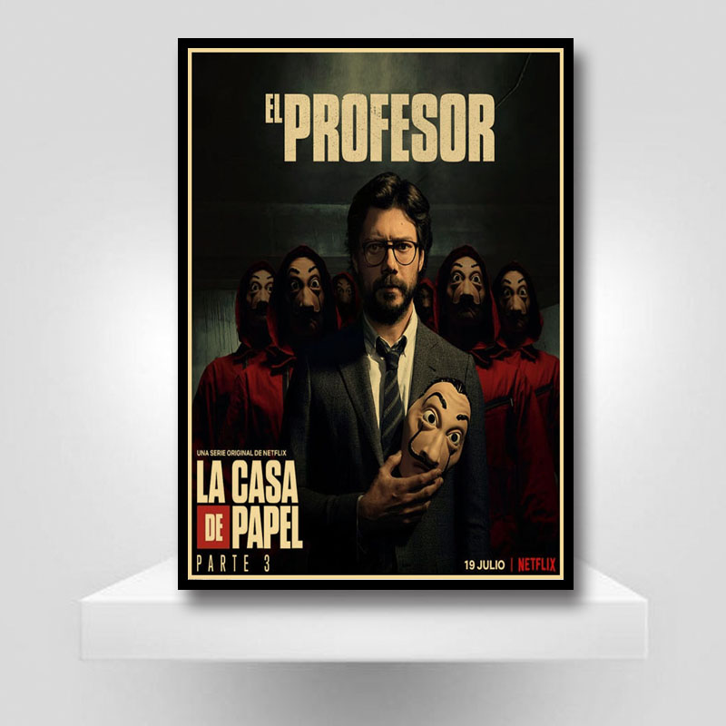 Retro La Casa De Papel Money Heist Posters Kraft Paper Tv Play Vintage Poster Home Decor Room Art Painting Bar Cafe Wall Sticker - 6