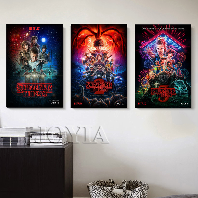 Stranger Things Posters Season 3 2 1 4 Vintage Tv Movie Prints Living Stickers Bedroom Decor 40x60 50x75cm Silk Canvas Wall Art - 4