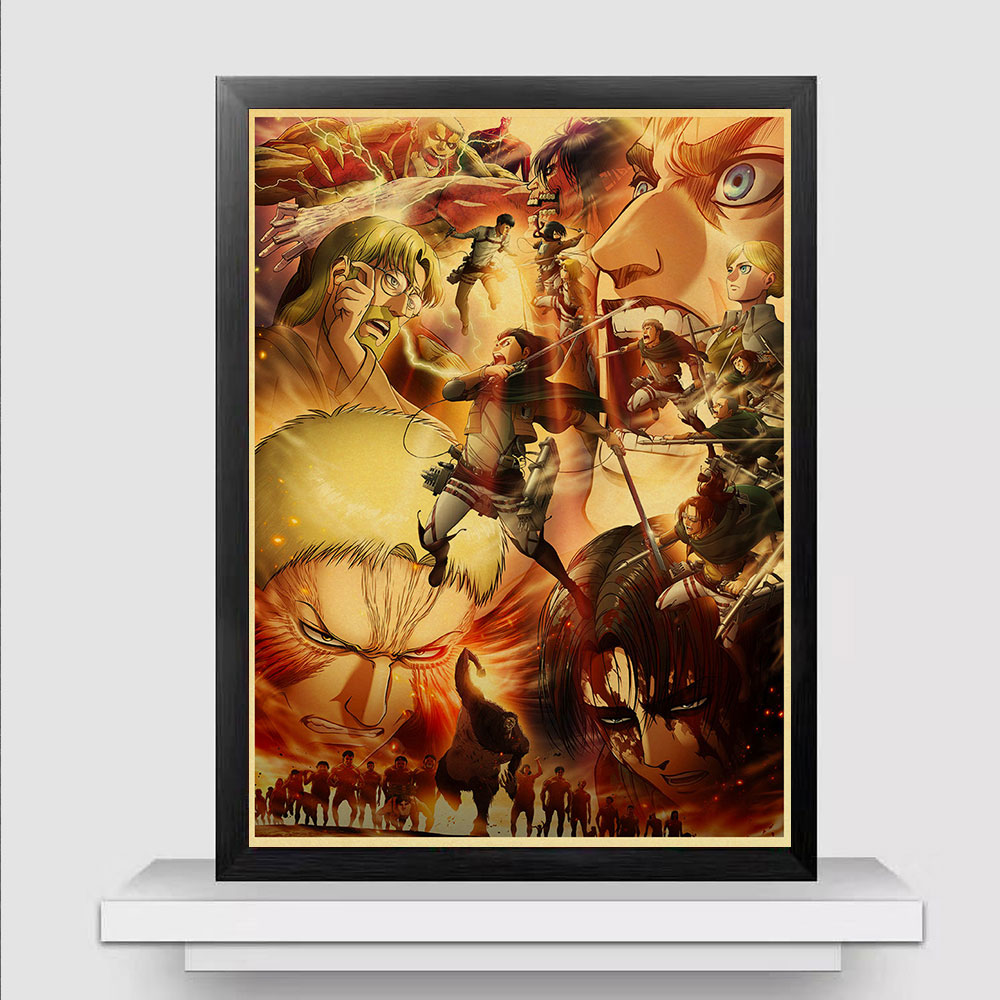 Japanese Anime Attack On Titan 4 Rereo Poster Vintage Kraft Paper Wall Sticker Home Decorative Painting - 3