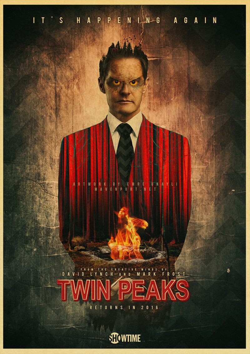 Vintage Poster Twin Peaks Movie Home Room Bar Decorative Painting Kraft Paper Retro - 3
