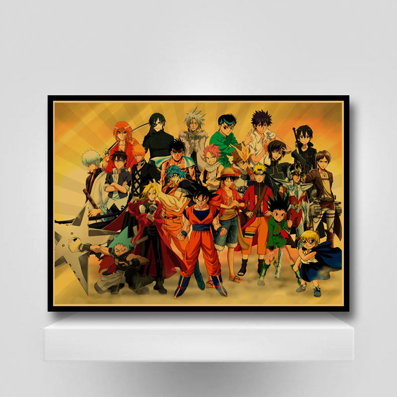 Japanese Manga Characters Heroes Poster Aesthetic Living Room Home Bar Wall Art Decor Vintage Anime Posters - 3