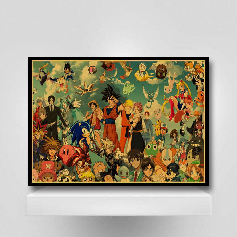 Japanese Manga Characters Heroes Poster Aesthetic Living Room Home Bar Wall Art Decor Vintage Anime Posters - 4