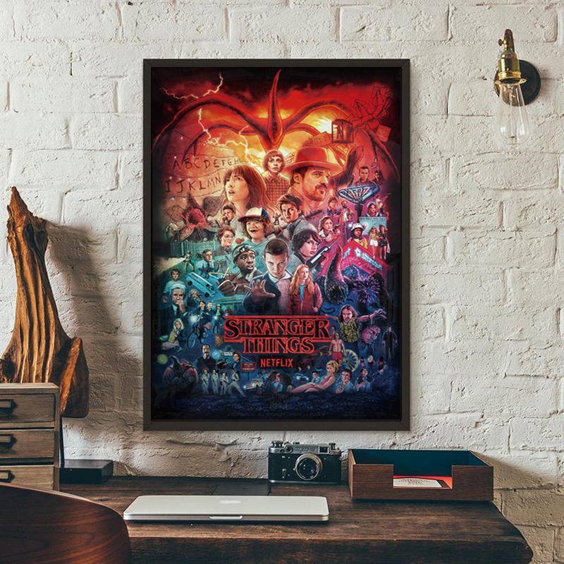 Stranger Things Poster Vintage Tv Movie Prints Silk Wall Art Painting For Bedroom Decor Season 4 50x75 60x90cm Canvas - 3