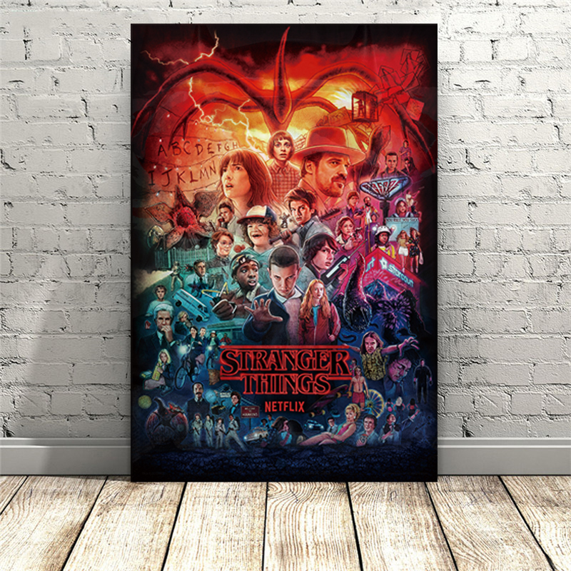 Stranger Things Poster Vintage Tv Movie Prints Silk Wall Art Painting For Bedroom Decor Season 4 50x75 60x90cm Canvas - 4