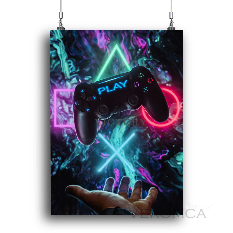 Hd Playstation Gaming Canvas Wall Art Prints For Home Gamer Room Decor Modular Poster Pictures - 1