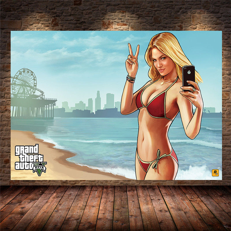 Unframed Gta 5 Canvas Art Print Poster Living Room Wall Decor For Video Game Enthusiasts - 1