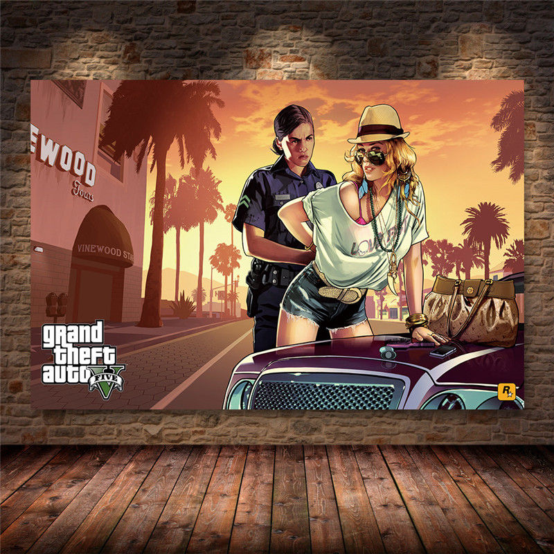 Unframed Gta 5 Canvas Art Print Poster Living Room Wall Decor For Video Game Enthusiasts - 5