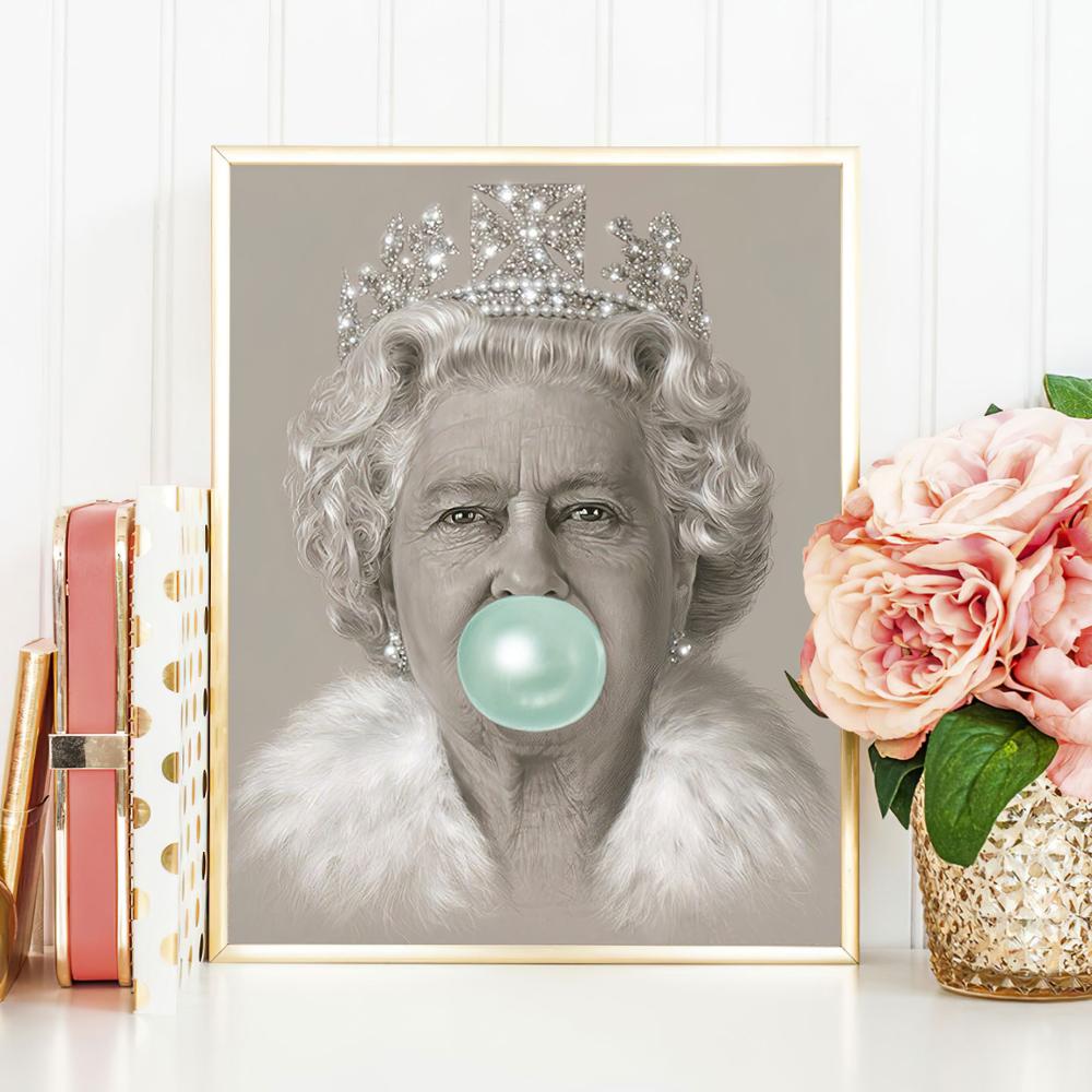 Modern Elizabeth Ii Bubblegum Queen Canvas Wall Art Print For Living Room Nordic Style Home Decor Poster - 3