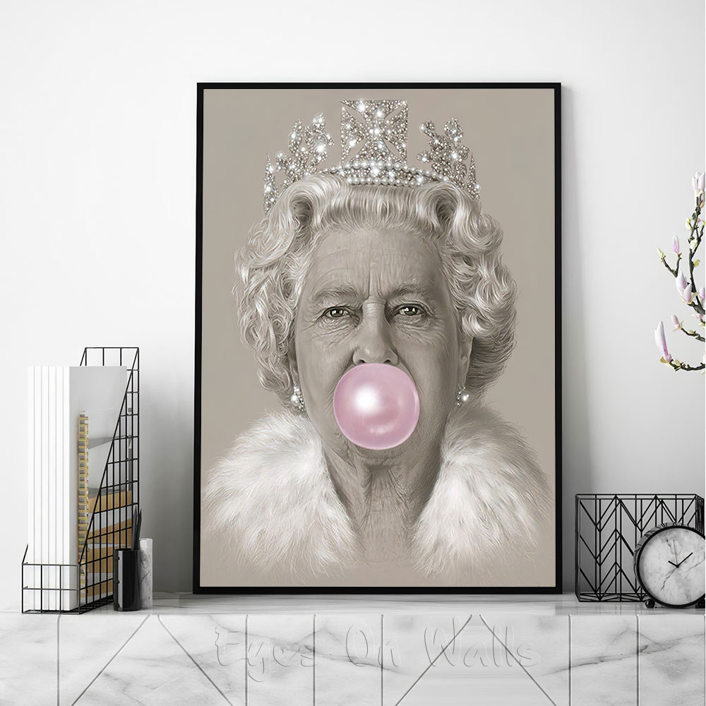 Modern Elizabeth Ii Bubblegum Queen Canvas Wall Art Print For Living Room Nordic Style Home Decor Poster - 4