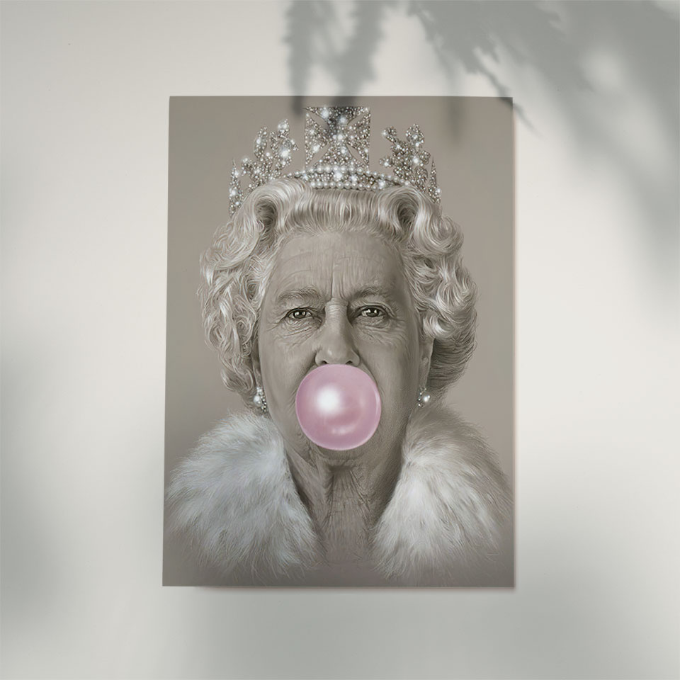 Modern Elizabeth Ii Bubblegum Queen Canvas Wall Art Print For Living Room Nordic Style Home Decor Poster - 5