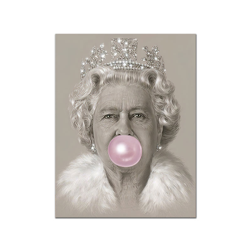 Modern Elizabeth Ii Bubblegum Queen Canvas Wall Art Print For Living Room Nordic Style Home Decor Poster - 9