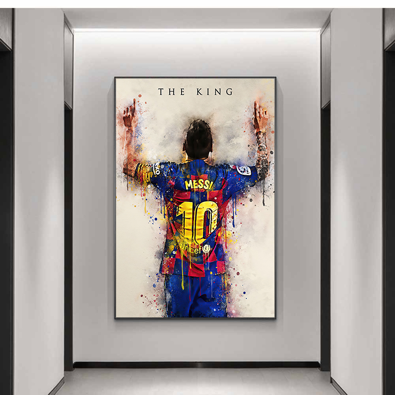 Abstract Football Star King Messi Watercolor Poster Prints Canvas Painting Wall Art Pictures For Home Decoration Cuadros - 2