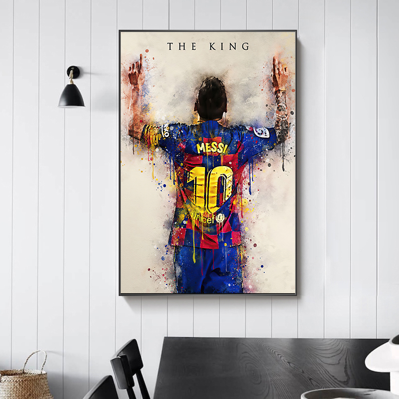 Abstract Football Star King Messi Watercolor Poster Prints Canvas Painting Wall Art Pictures For Home Decoration Cuadros - 3