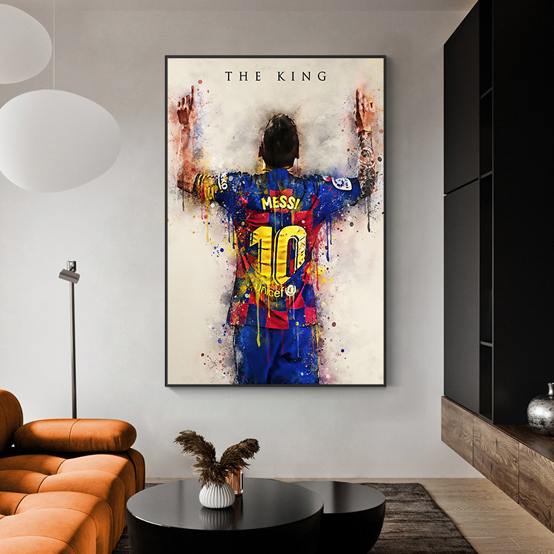Abstract Football Star King Messi Watercolor Poster Prints Canvas Painting Wall Art Pictures For Home Decoration Cuadros - 4