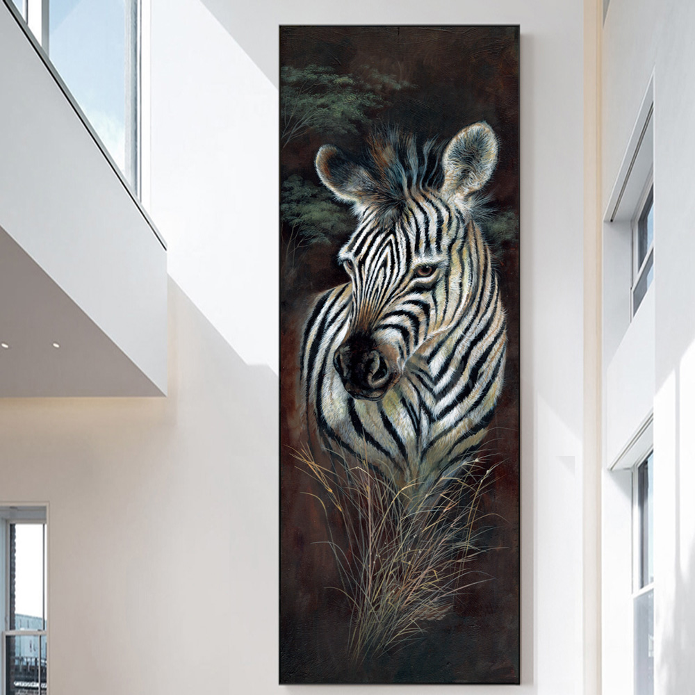 Tiger Giraffe Elephant Zebra Wall Art Canvas Print Animal Painting Posters And Prints Vintage Decor Picture For Living Room - 3