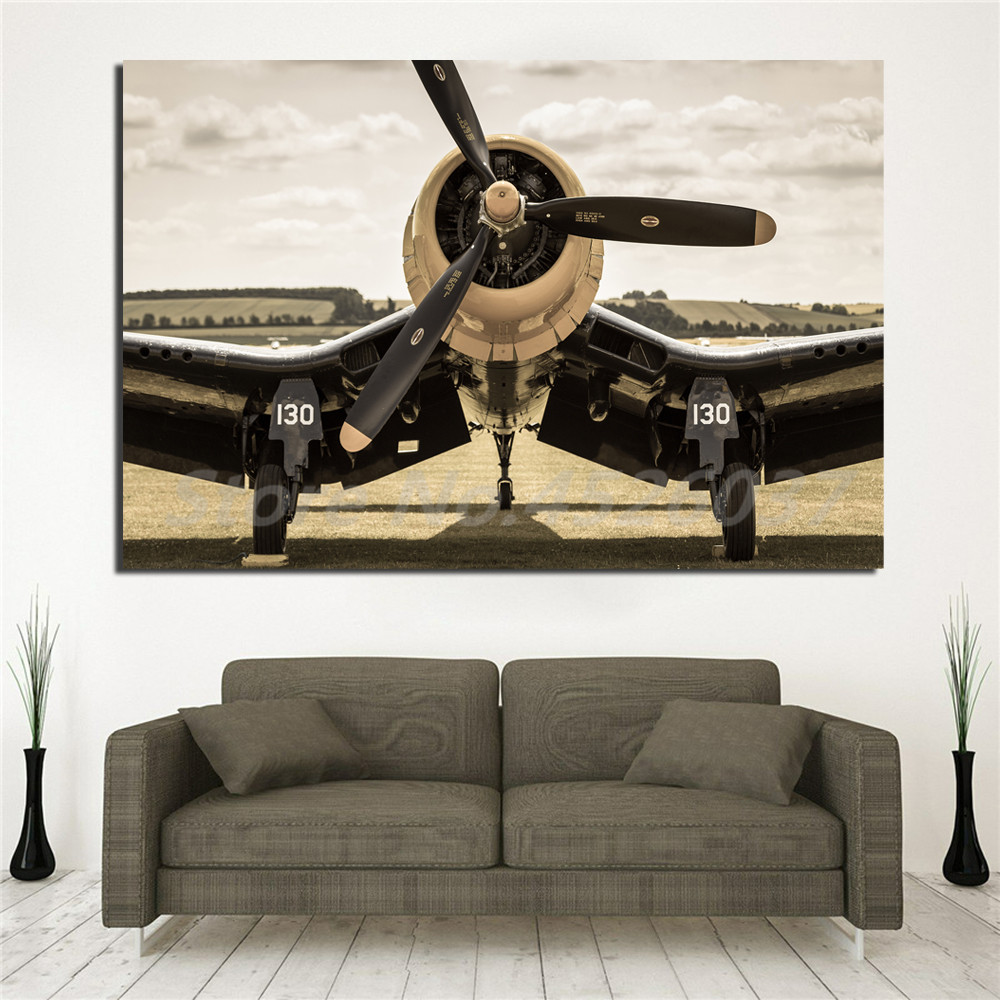 Propeller Aircraft Pictures Artwork Retro Vintage World War Ii Airplane Poster Military Canvas Modern Art Decor - 2