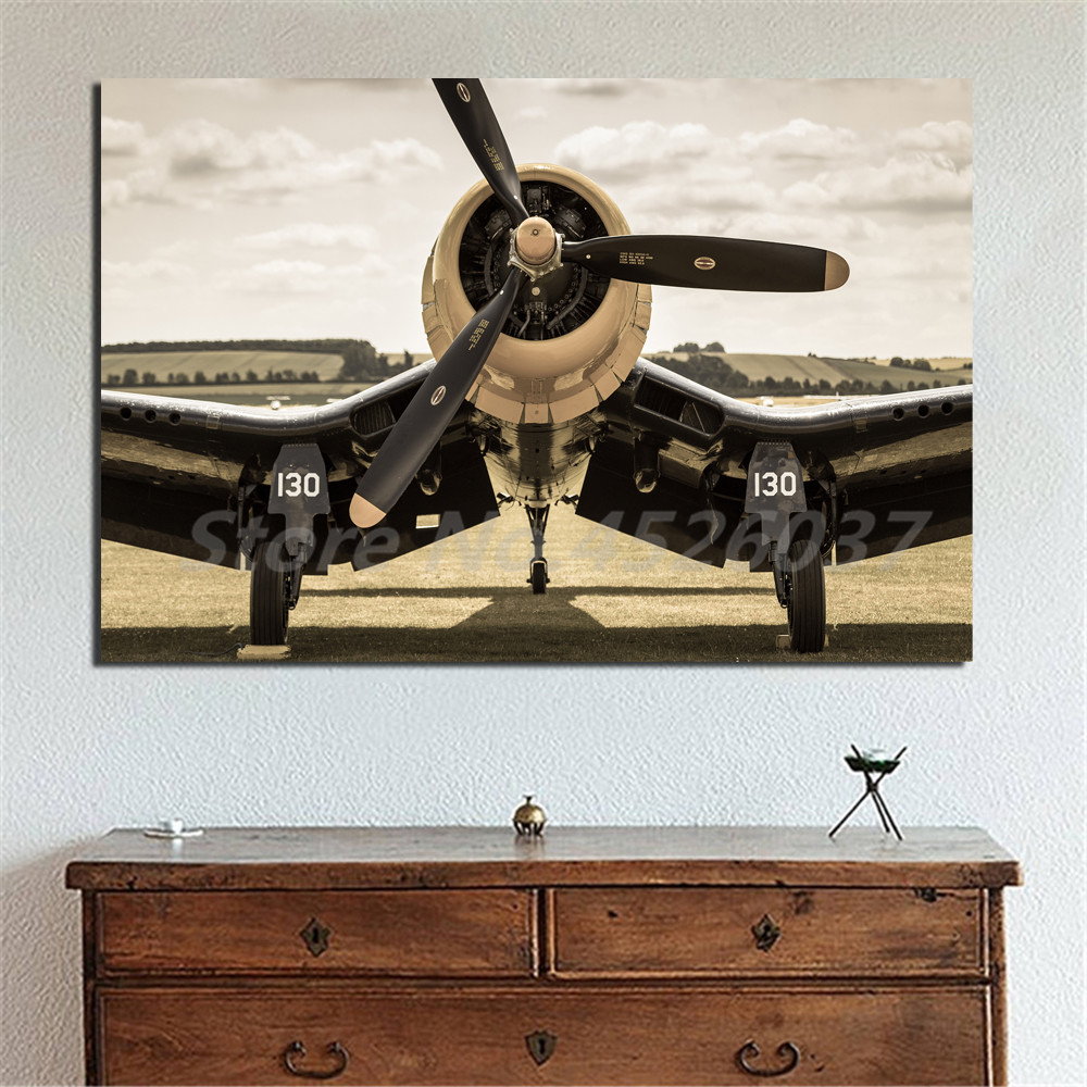 Propeller Aircraft Pictures Artwork Retro Vintage World War Ii Airplane Poster Military Canvas Modern Art Decor - 3