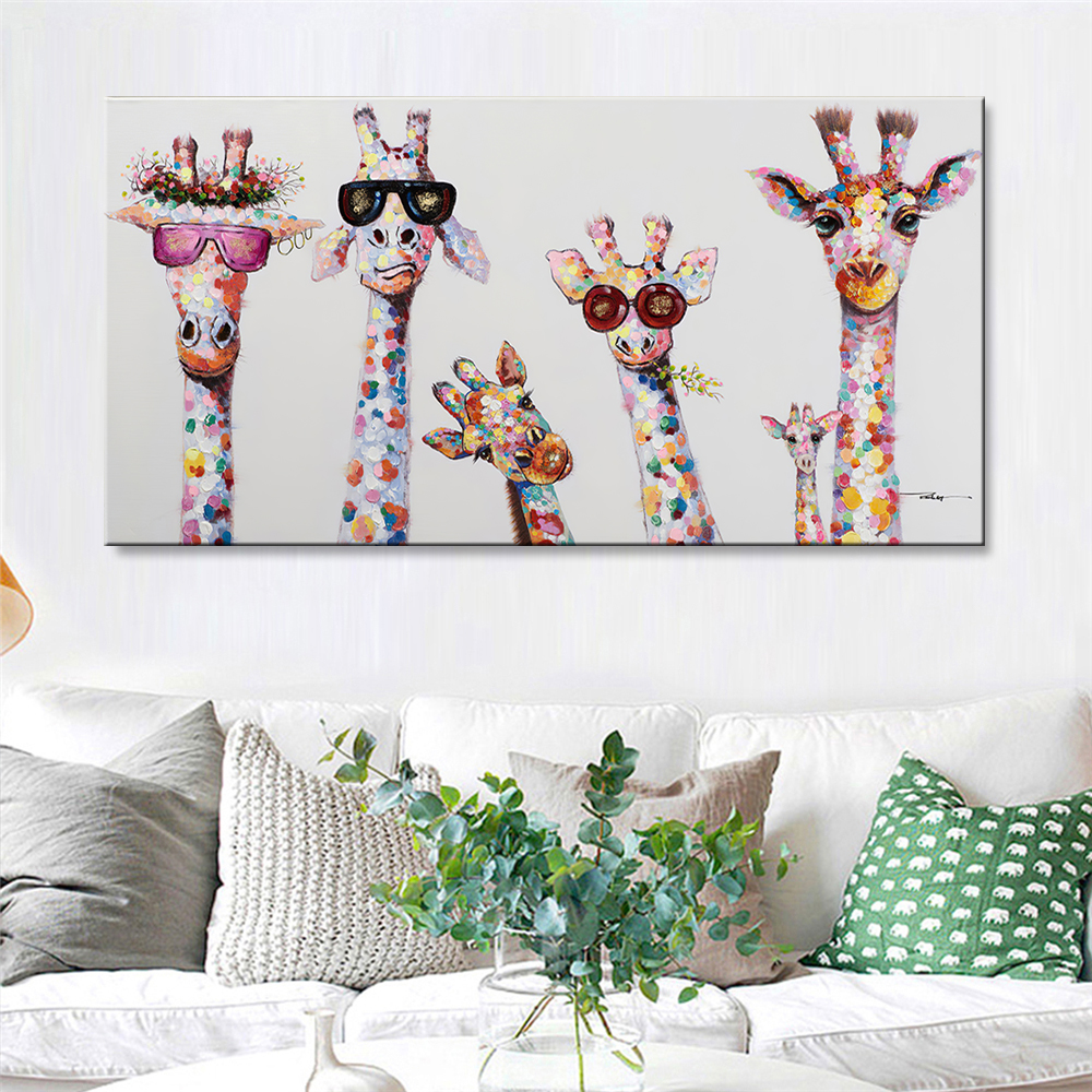 Giraffe Glasses Colorful Decorative Painting Poster Wall Art Canvas Printing Large Pictures For Living Room - 2