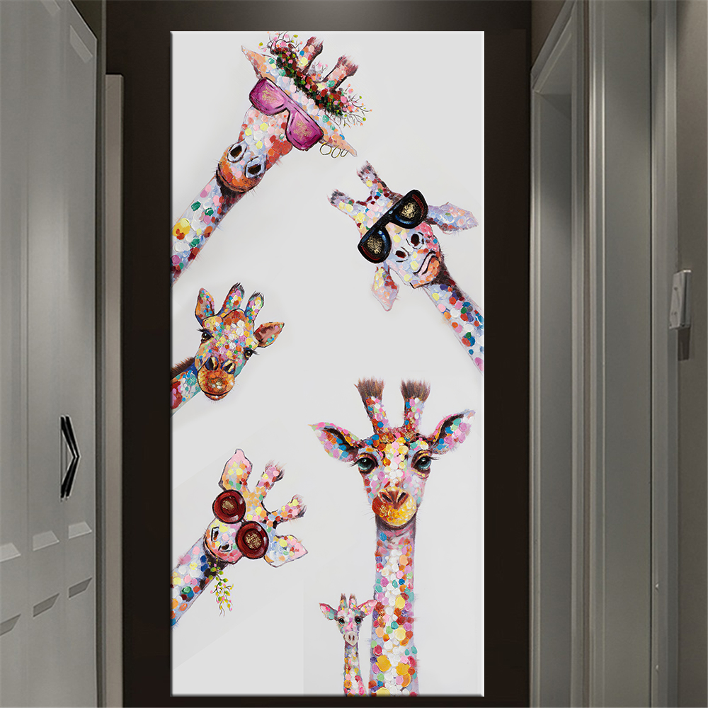 Giraffe Glasses Colorful Decorative Painting Poster Wall Art Canvas Printing Large Pictures For Living Room - 4