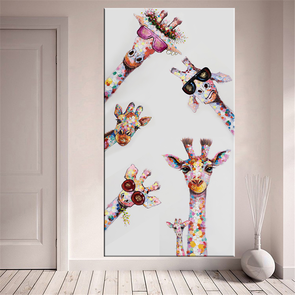 Giraffe Glasses Colorful Decorative Painting Poster Wall Art Canvas Printing Large Pictures For Living Room - 5