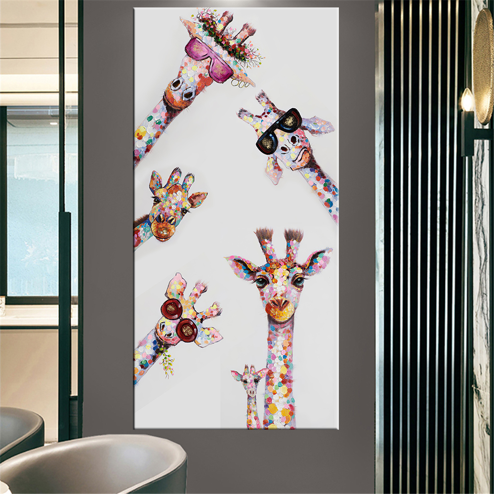 Giraffe Glasses Colorful Decorative Painting Poster Wall Art Canvas Printing Large Pictures For Living Room - 6