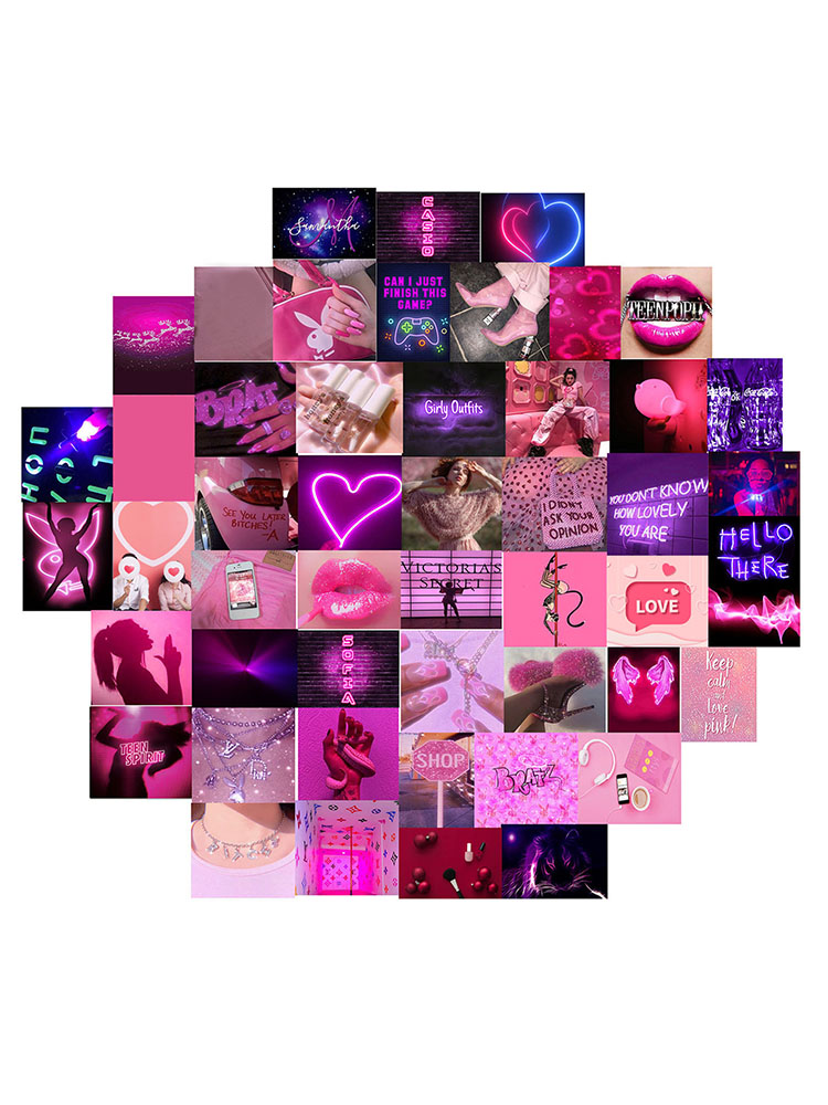 50pcs Wall Collage Kit Aesthetic Posters Art Print Warm Color Decor Photo Bedroom Room Decoration Dorm Poster For Girl - 2