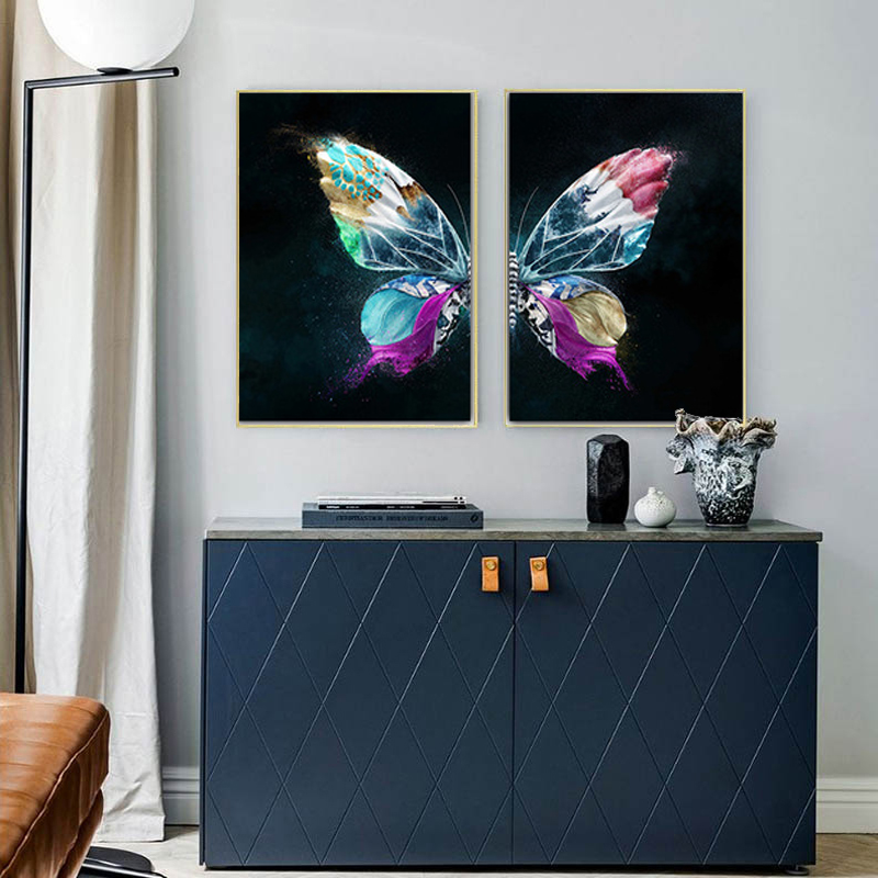 Nordic Abstract Canvas Painting Color Gold Butterfly Wall Art Posters Prints Pictures For Bedroom Decoration Home Decor - 2
