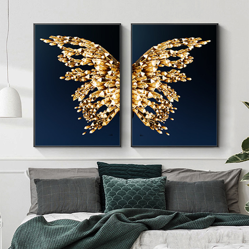 Nordic Abstract Canvas Painting Color Gold Butterfly Wall Art Posters Prints Pictures For Bedroom Decoration Home Decor - 4