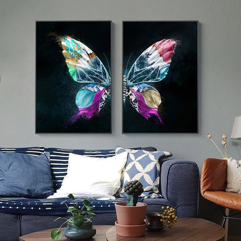Nordic Abstract Canvas Painting Color Gold Butterfly Wall Art Posters Prints Pictures For Bedroom Decoration Home Decor - 5